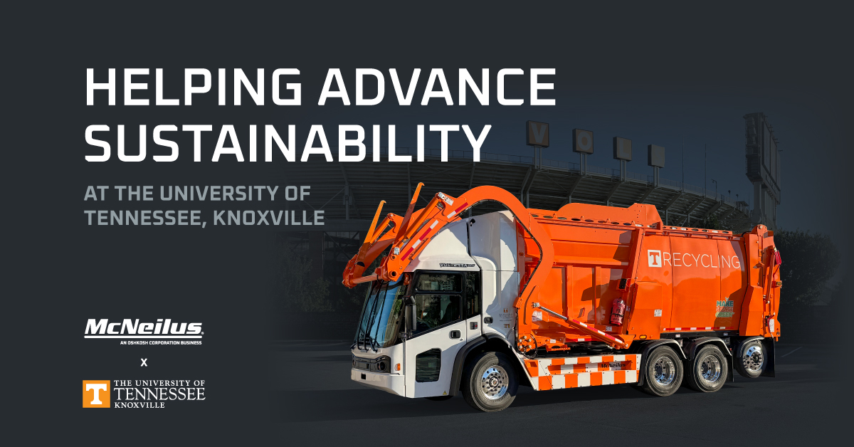 McNeilus® Volterra ZFL™ electric refuse and recycling collection vehicle delivered to the University of Tennessee, Knoxville.
